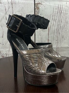 Michael Antonio Bronze Metallic Platform Sandal with Black Ankle Cuff   7